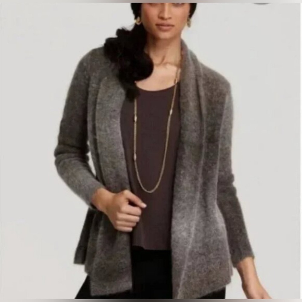 EILEEN FISHER Wool Mohair Gray Brown Ombre Cardigan Sz PS